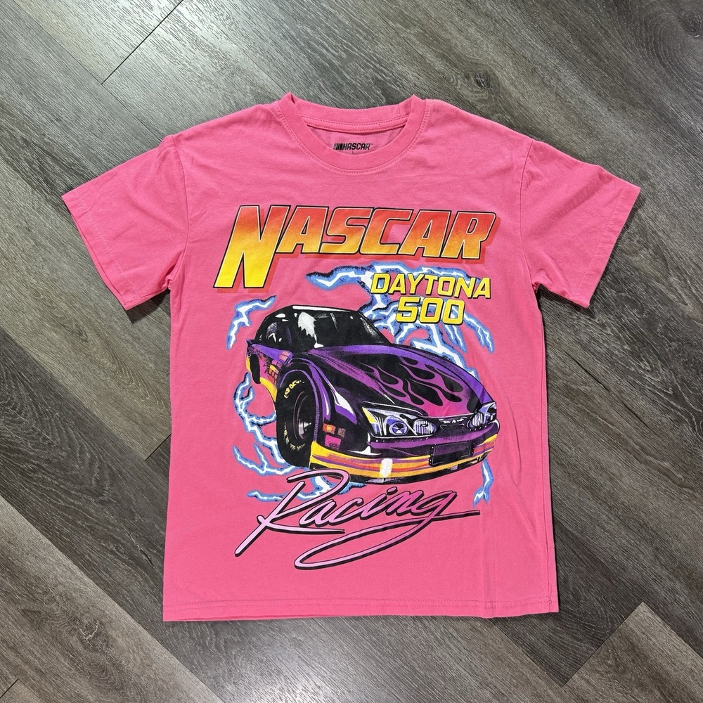 NASCAR Short Sleeve DAYTONA 500 Racing T-Shirt Pink Junior Large